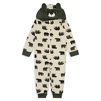 Little Boy's Printed Hooded One-Piece Pyjamas