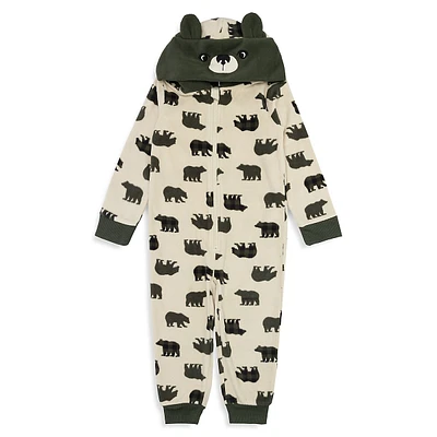 Baby Boy's Printed Hooded One-Piece Pyjamas