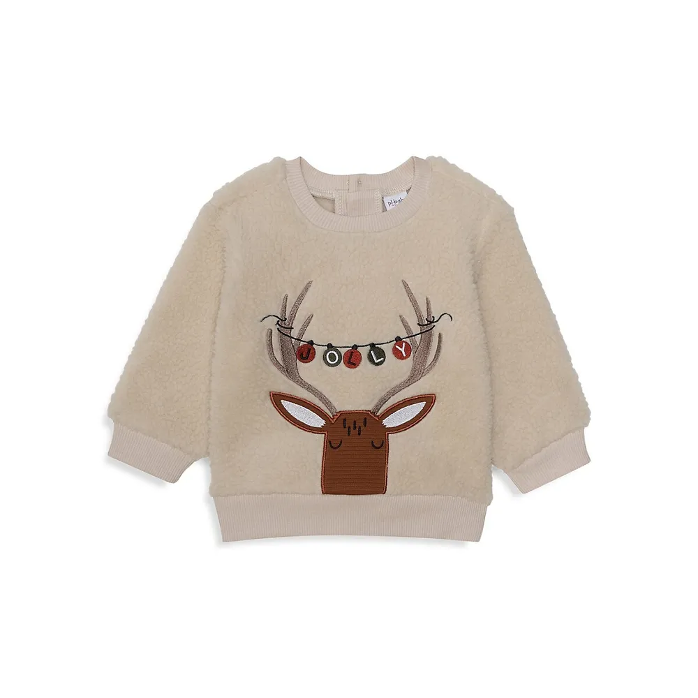 Baby Boy's 3-Piece Faux-Shearling Christmas Sweatshirt, Joggers & Socks Set