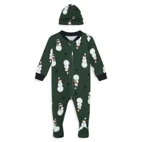 Baby Boy's Snowman 2-Piece Toque & Footie Set