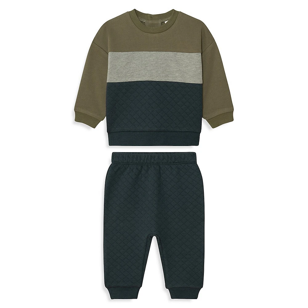 Little Boy's 2-Piece Quilted Sweatshirt & Joggers Set