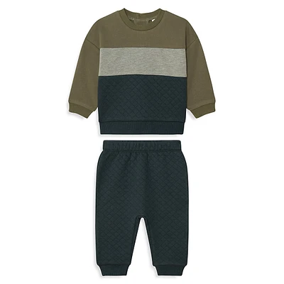 Little Boy's 2-Piece Quilted Sweatshirt & Joggers Set