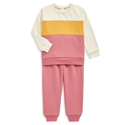 Little Girl's 2-Piece Quilted Jogger Set