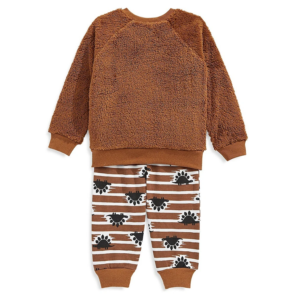 Little Boy's 2-Piece Plush Dino Sweatshirt Set
