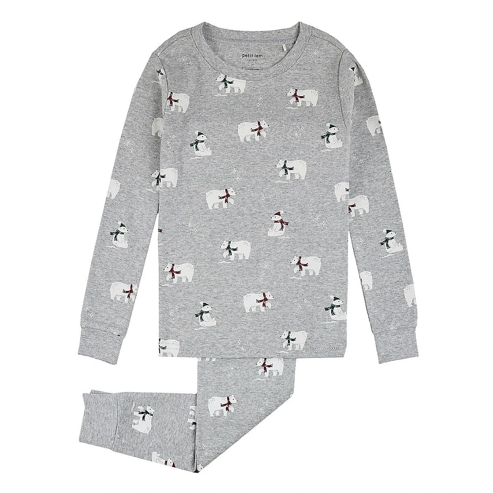 Kid's 2-Piece Holiday Polar Bear-Print Pyjama Set