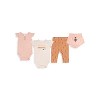 Baby Boy's 4-Piece Bees Diaper Shirts & Bottoms Set