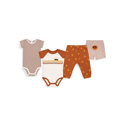 Baby Boy's 4-Piece Diaper Shirts & Bottoms Set