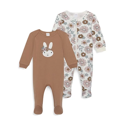 Baby Girl's 2-Pack Long-Sleeve Footed Sleepers