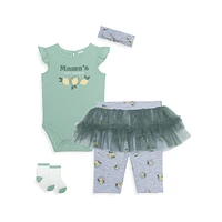 Baby Girl's 4-Piece Lemon-Print Skegging Set