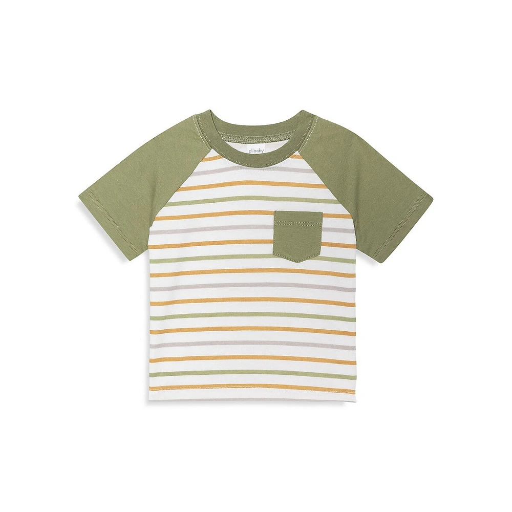 Baby Boy's 2-Piece Striped Baseball T-Shirt & Shorts Set