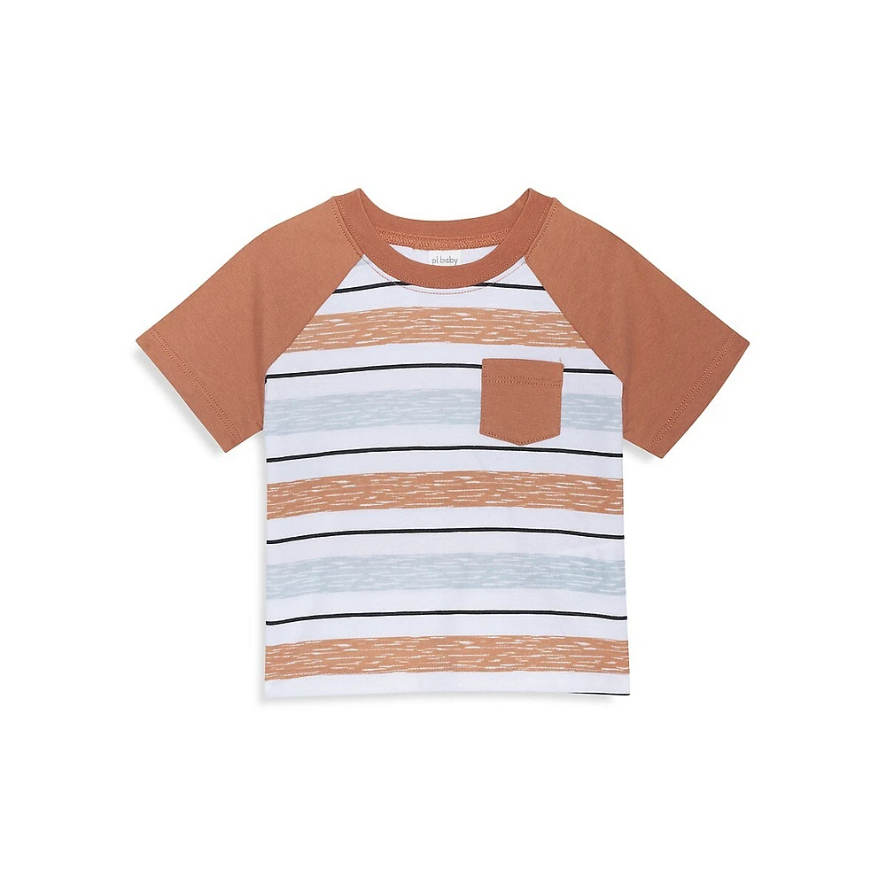 Baby Boy's 2-Piece Striped Baseball T-Shirt & Shorts Set