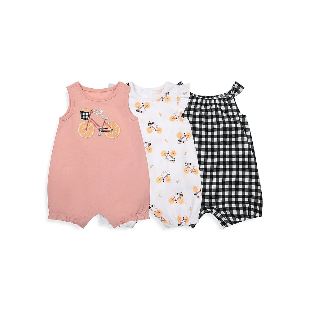 Baby Girl's 3-Piece Romper Set