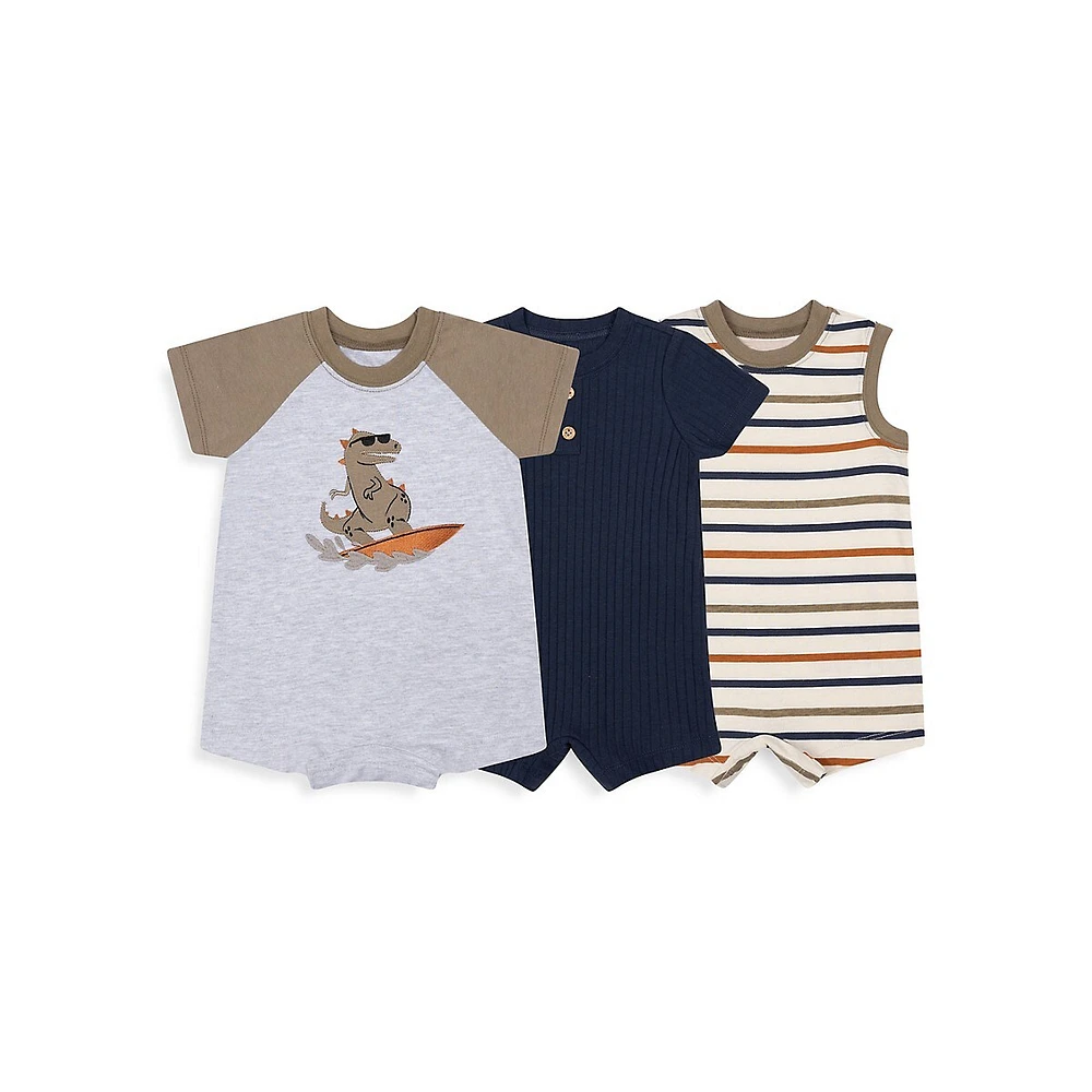 Baby Boy's 3-Piece Dino Romper Set