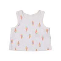 Little Girl's 3-Piece Ice Cream-Print Tank, Shorts & Headband Set