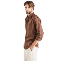 Long Sleeve Linen Shirt Chocolate