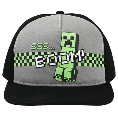 Minecraft Creeper Boom Kids Black Snapback Hat