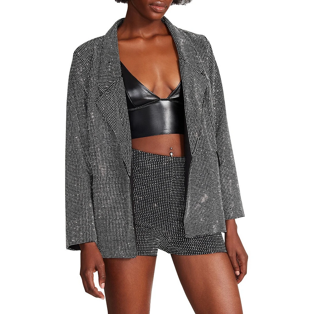 Aya Rhinestone Embellished Open Front Blazer