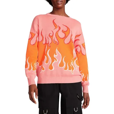 Livia Flame Jacquard Crewneck Sweater