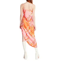 Aulora Asymmetrical Flame-Print Dress