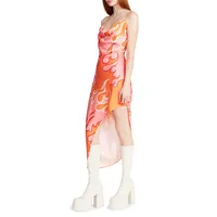 Aulora Asymmetrical Flame-Print Dress