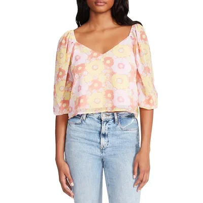 Stevie Floral Crinkle Chiffon Top