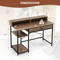 48'' Computer Desk Workstation With Monitor Stand Storage Drawer & Open Shelves