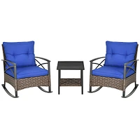 Rocking Chair Set W/ Two-tier Table Bistro Set
