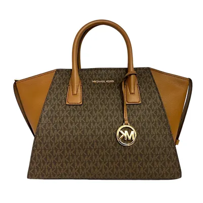 Women's Avril Top Zip Leather Mk Signature Satchel Bag