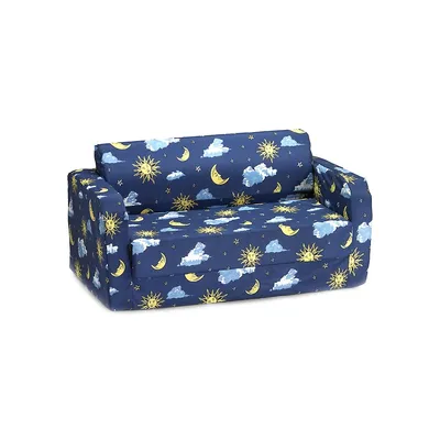 Kid's Moon & Stars-Print Flip Sofa