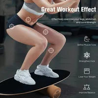 Goplus Wooden Balance Board Trainer Wobble Roller For Exercise Sports Training Equipment