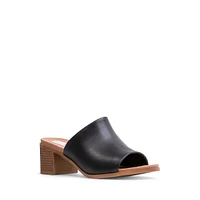 Kacey Block-Heel Leather Slide Sandals