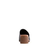 Kacey Block-Heel Leather Slide Sandals