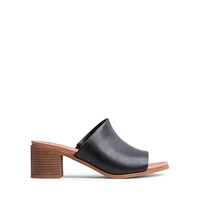 Kacey Block-Heel Leather Slide Sandals