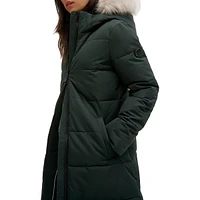 Faux-Fur Removable Hood Quilted Parka