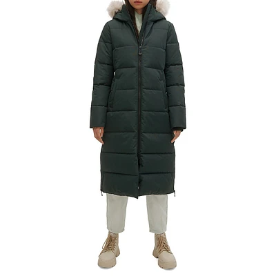 Faux-Fur Removable Hood Quilted Parka