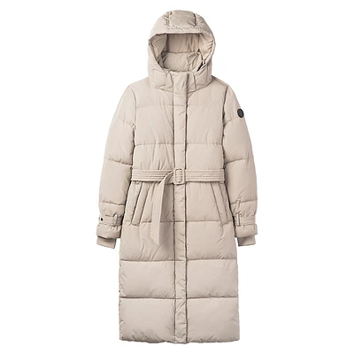 Removable-Hood Quilted Maxi Parka