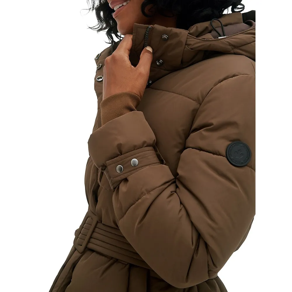 Removable-Hood Quilted Maxi Parka