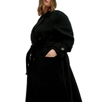 Plus Jazlyn-Os Maxi-Length Faux Wool Belted Jacket