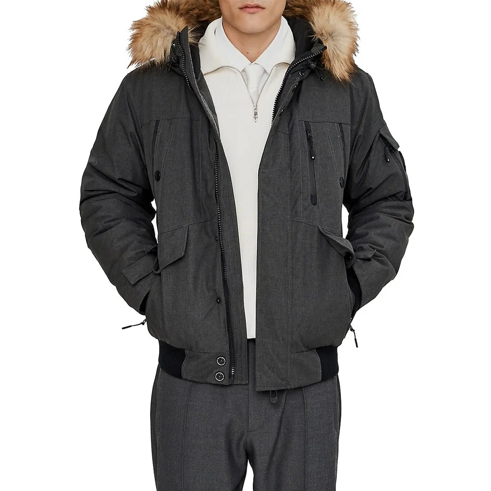 Max Faux Fur-Trim Bomber Jacket