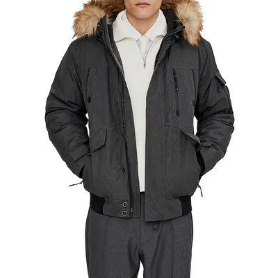 Max Faux Fur-Trim Bomber Jacket