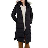 Quilted Faux Fur-Trim Parka