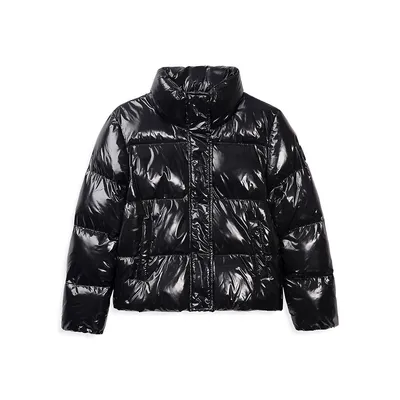 Girl's Coco-G Cropped-Length Puffer Jacket