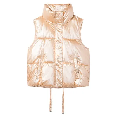 Cropped Puffer-Style Vest