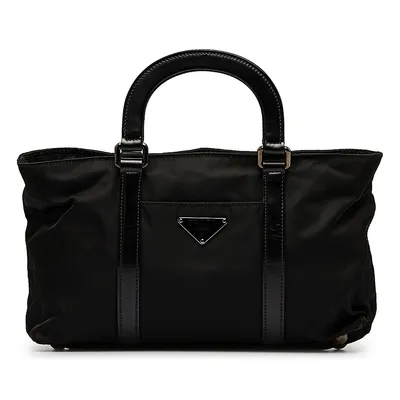 Prada Tessuto Nylon Black Saffiano Medium Handbag Satchel 