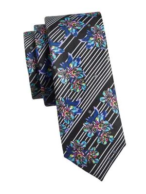 Floral Stripe Slim Tie