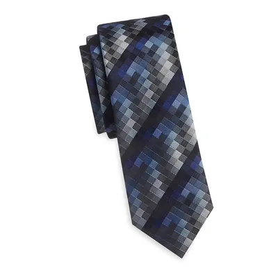 Pixelated Plaid Slim Tie