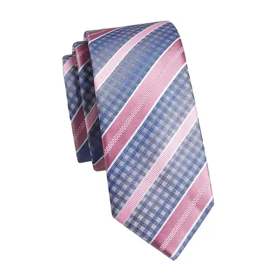 Checkered Stripe Slim Tie