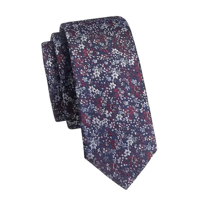 Mini Floral-Print Slim Tie