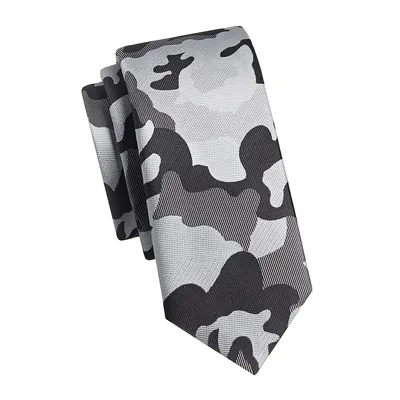 Cravate étroite à motif camouflage