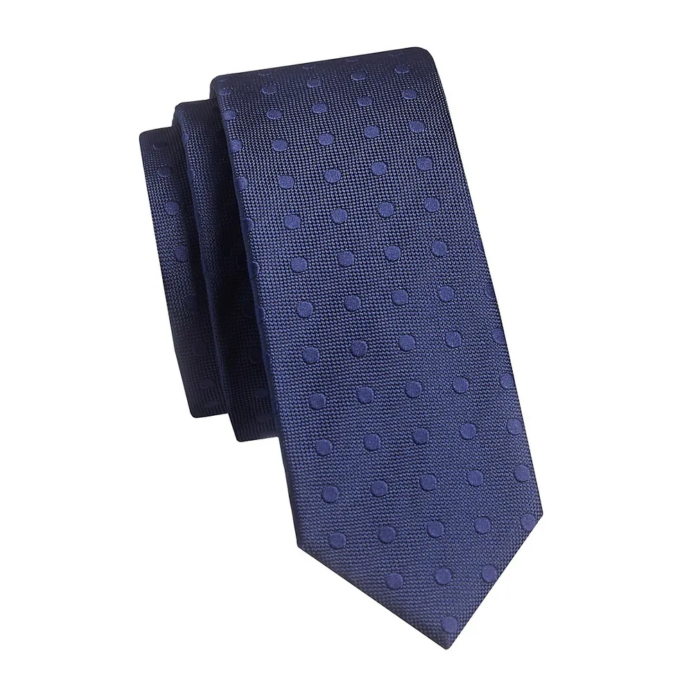 Cravate étroite texturée à pois